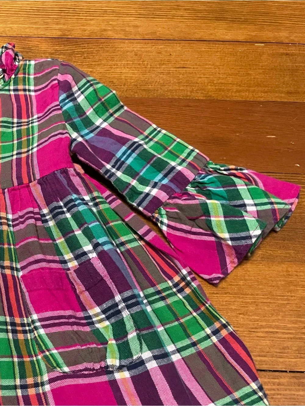 Ralph Lauren Pink and Green Plaid Ruffle Dress Size 24 Months
